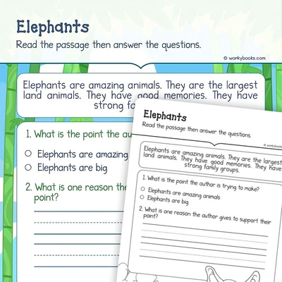Elephants—Informational Text - worksheet educational content