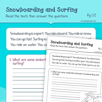 Snowboarding and Surfing - worksheet educational content