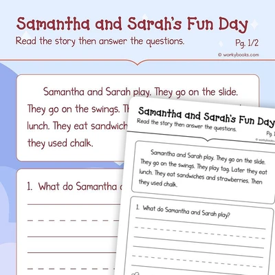 Samantha and Sarah's Fun Day—Short Story - worksheet educational content