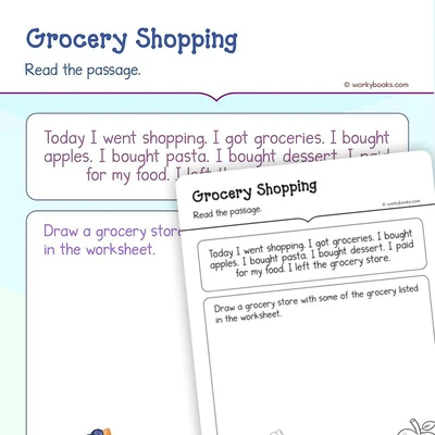 Grocery Shopping—Short Story - worksheet educational content