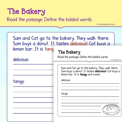 The Bakery—Short Story - worksheet educational content
