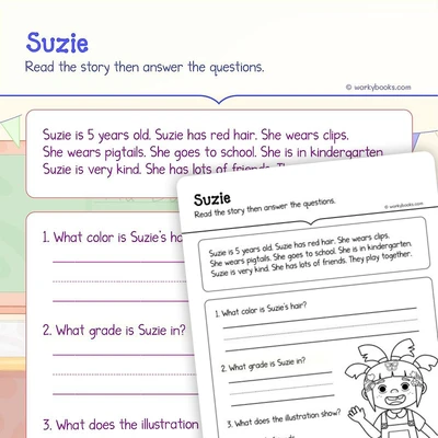 Suzie—Using Illustrations in Literature - worksheet educational content