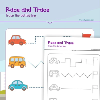 Race and Trace lines - worksheet educational content