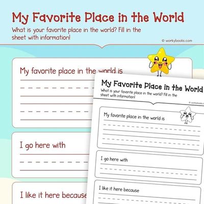 Opinion Writing on My Favorite Place in the World - worksheet educational content