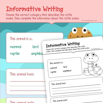 Informative Writing on Rattle Snake - worksheet educational content