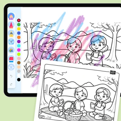 Friends on Picnic - coloring educational content