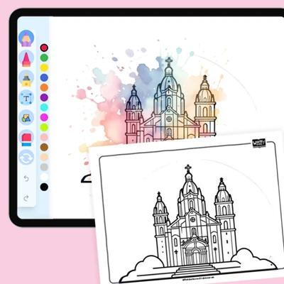 Santiago de Compostela Cathedral - coloring educational content