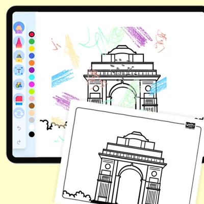 India Gate, Delhi - coloring educational content