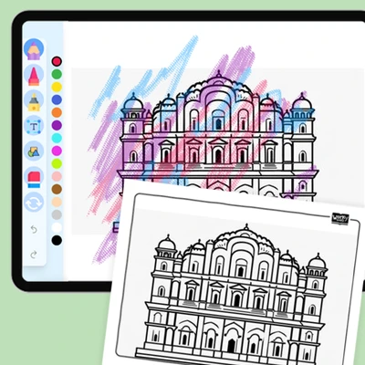 Hawa Mahal, Jaipur - coloring educational content
