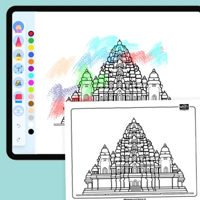 Meenakshi Temple, Madurai - coloring educational content