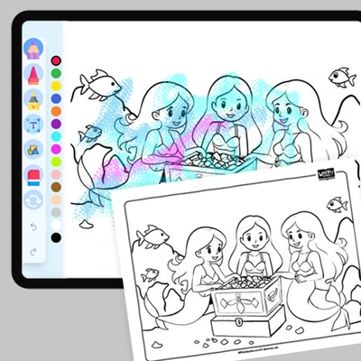 Mermaid's Treasure Cove - coloring educational content