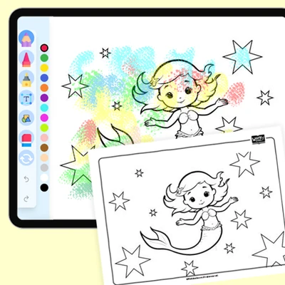 Mermaid's Starlit Lagoon - coloring educational content