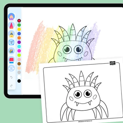 Monster with Crown - coloring educational content