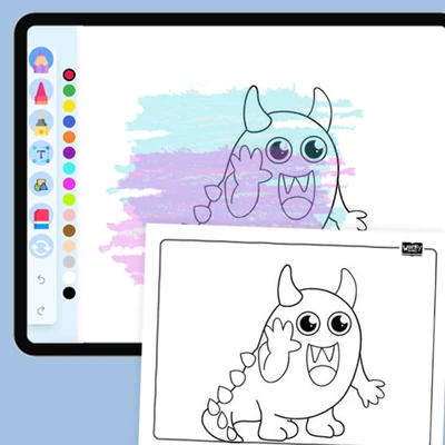 Waving Monster - coloring educational content