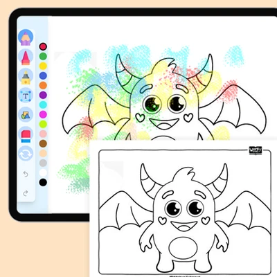 Monster with Wings - coloring educational content