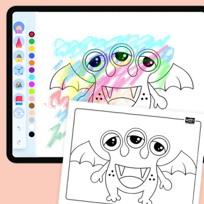 Cute Three-Eyed Monster - coloring educational content