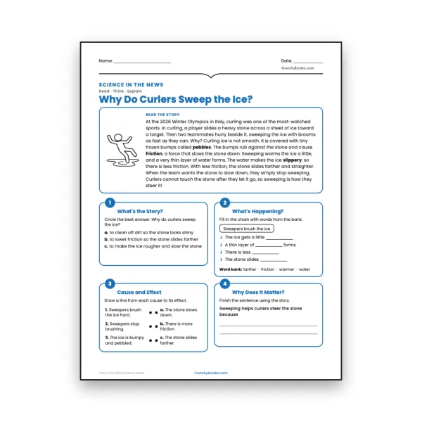 Why Do Curlers Sweep the Ice? - worksheet educational content