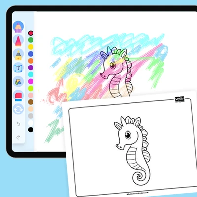 Sea Horse Coloring Page - coloring educational content