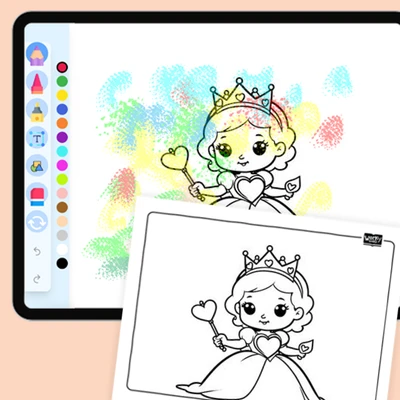 Princess with Heart Scepter - coloring educational content