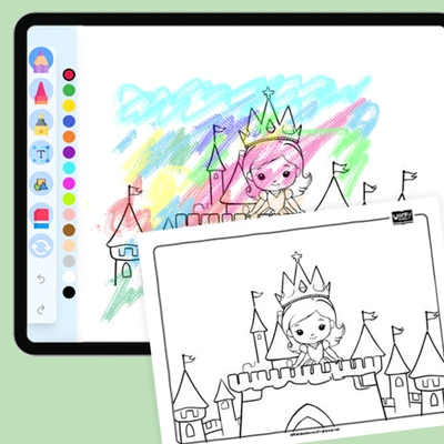 Princess with Castle - coloring educational content