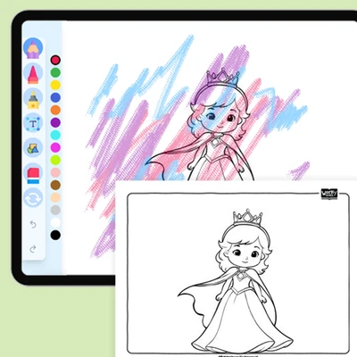Princess with Tiara - coloring educational content