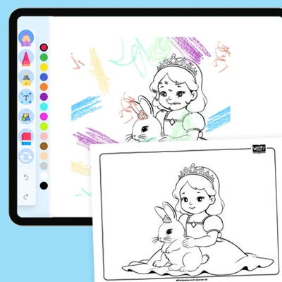 Princess with Bunny - coloring educational content