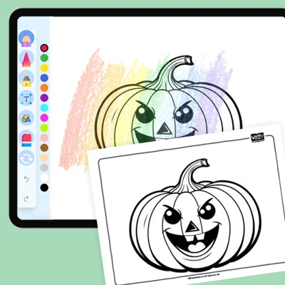 Pumpkin with funny face - coloring educational content