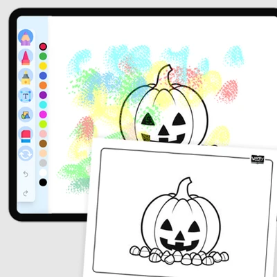 Pumpkin with candy corn - coloring educational content