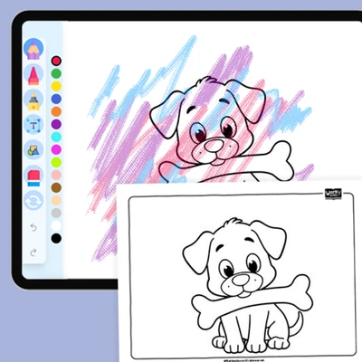 Puppy with a Big Bone - coloring educational content