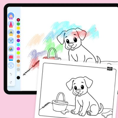 Puppy Having a Picnic - coloring educational content