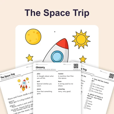 The Space Trip — Decodable -ace - reading educational content