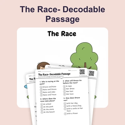 The Race— Decodable -ace - reading educational content