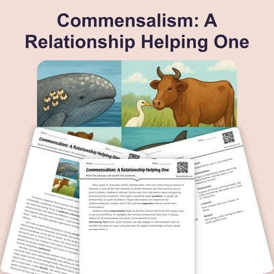 Commensalism: A Relationship Helping One - reading educational content
