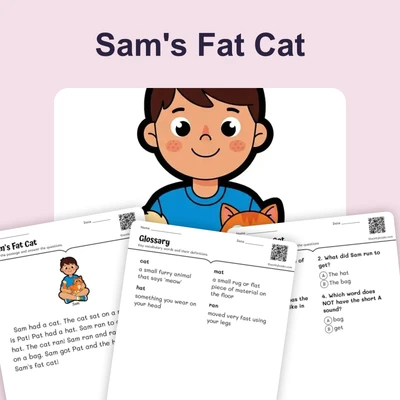 Sam's Fat Cat— Decodable Short A - reading educational content