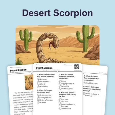 Desert Scorpion Facts - reading educational content