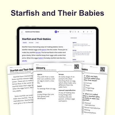 Starfish and Their Babies - reading educational content