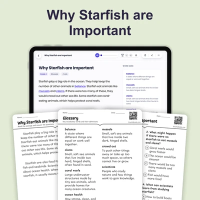 Why Starfish are Important - reading educational content