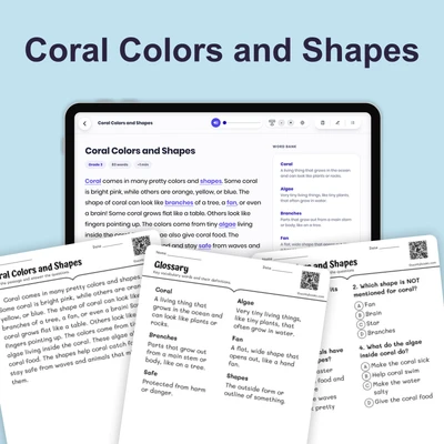 Coral Colors and Shapes - reading educational content