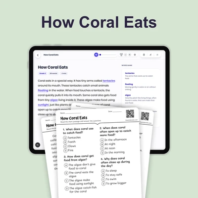 How Coral Eats - reading educational content