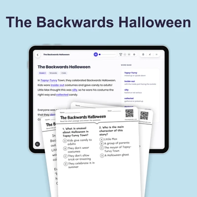 The Backwards Halloween - reading educational content