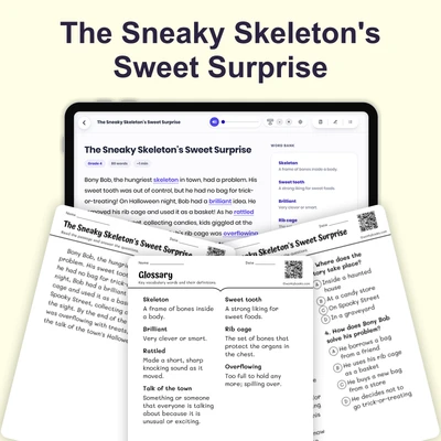 The Sneaky Skeleton's Sweet Surprise - reading educational content