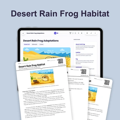 Desert Rain Frog Adaptations - reading educational content