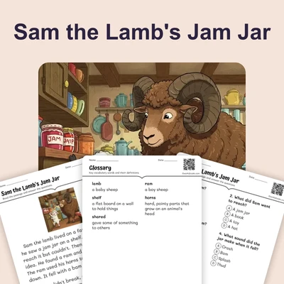Sam the Lamb's Jam Jar - reading educational content