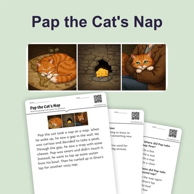 Pap the Cat's Nap - reading educational content