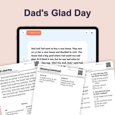 Dad's Glad Day - reading educational content