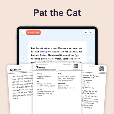 Pat the Cat - reading educational content