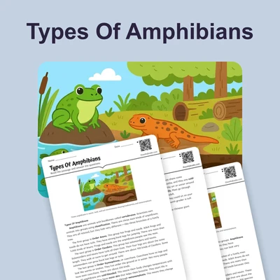 Types Of Amphibians - reading educational content