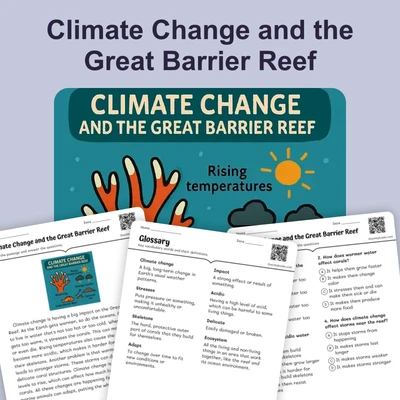 Climate Change and the Great Barrier Reef - reading educational content