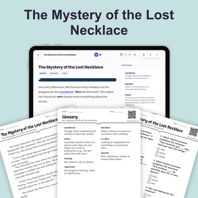 The Mystery of the Lost Necklace - reading educational content