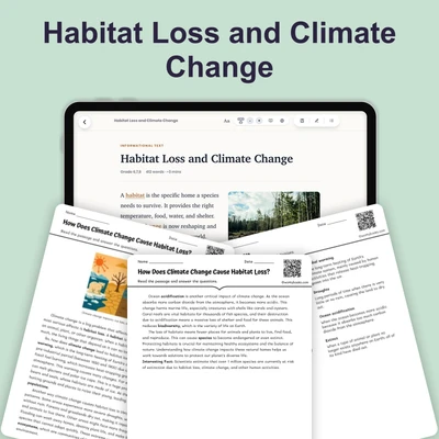 Habitat Loss and Climate Change - reading educational content